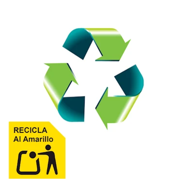 Logo reciclable y recicla en el contenedor amarillo