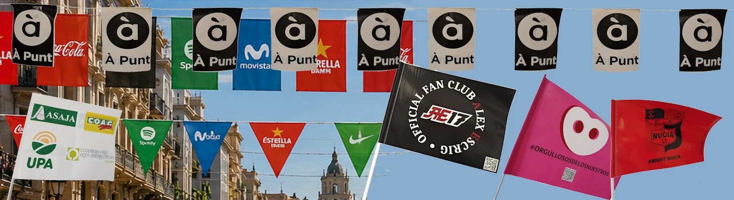 Banderas para colgar y Banderas con palo