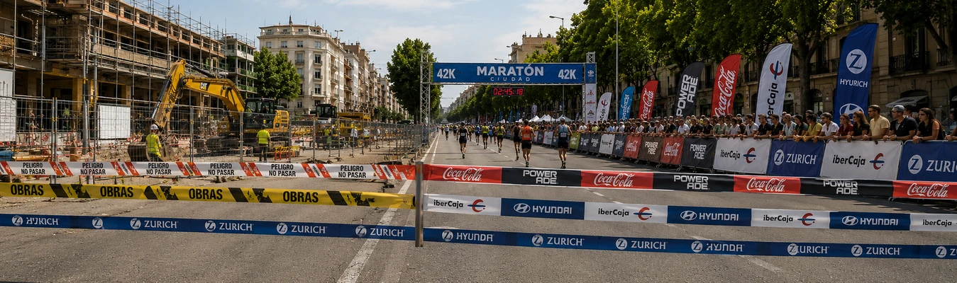 Cintas de balizamiento puestas en un evento deportivo y en una obra